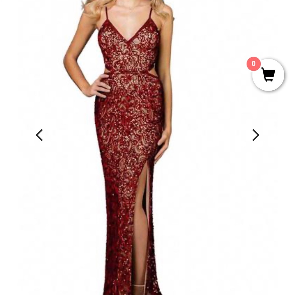 Red & nude sequin prom dress